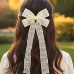 IVORY LACE BOW HAIR CLIP