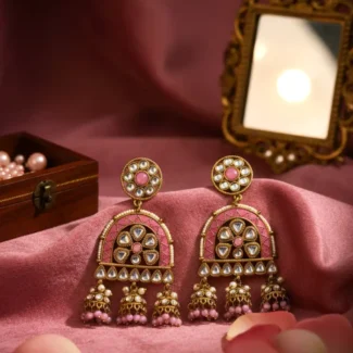 PINK JHUMKI CHANDELIERS