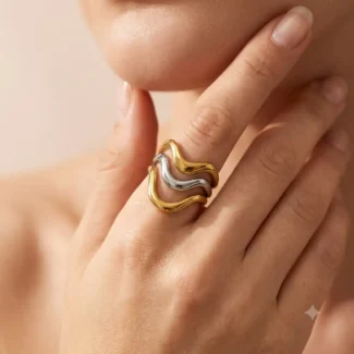 TWO TONE WAVE RING